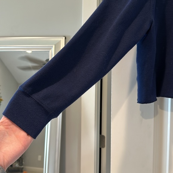 Target Wild Fable Navy Blue Cropped Long Sleeve Shirt - Picture 6 of 8